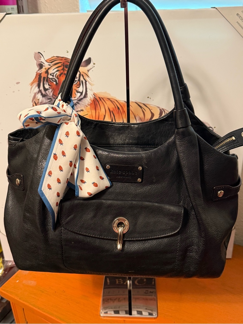 Kate Spade Vintage Stevie Black Leather Satchel VGUC